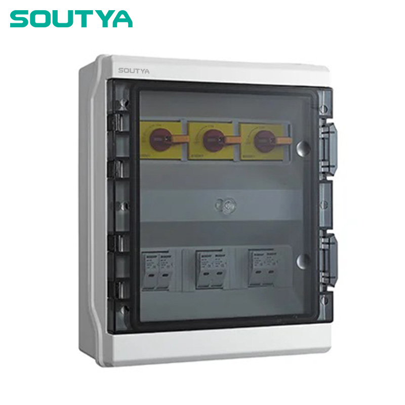 Kotak Isolator DC IP65 Lampiran Tiga Rentetan Dengan Fius
